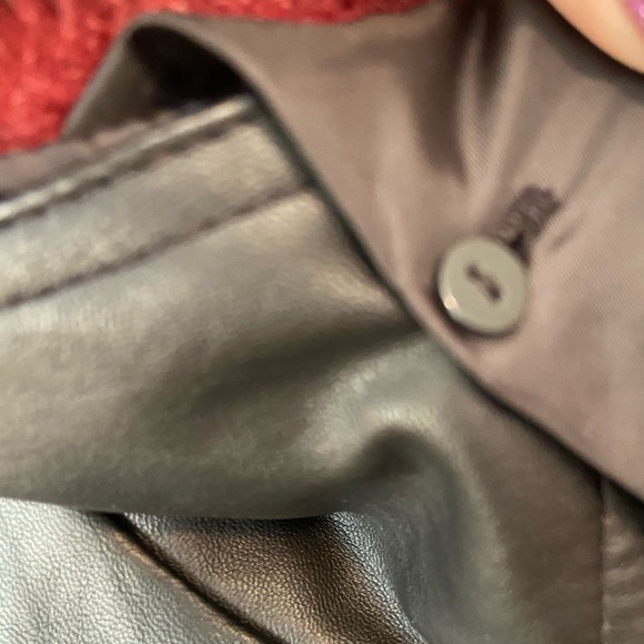 Rampage Black Faux Leather Moto Jacket with Removable Red Fur Collar - Picture 5 of 10